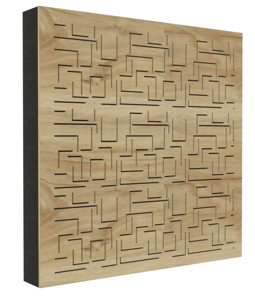 Wall-mounted acoustic panels installed at first reflection points for accurate soundstage and dialogue clarity