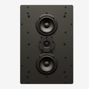 Krix Scenix In-Wall speaker installed behind a transparent projector screen